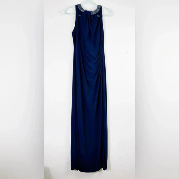 Lauren Ralph Lauren Gown Tube Maxi Dress w/ Embellished Rhinestone Neck Sz 14 - Picture 1 of 17